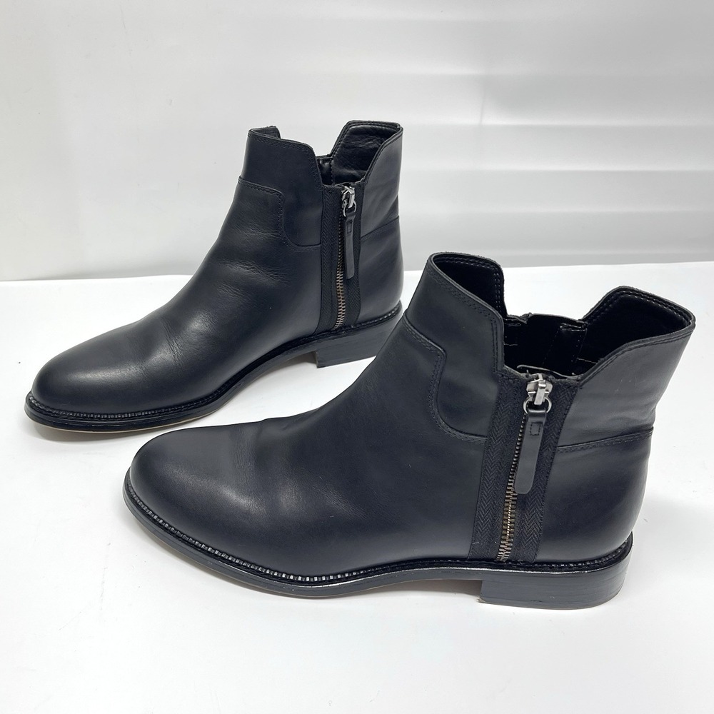 Franco Sarto Women's 11 M Halford Ankle Booties‎ Black Leather Moto Duo Zippers